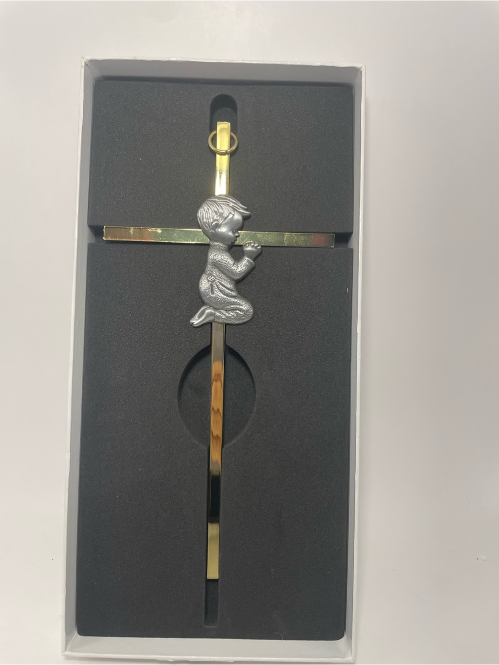 Praying Boy Cross Wall Hanging Decor silver gold Religious